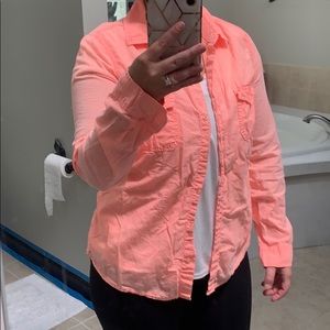 Neon orange button up